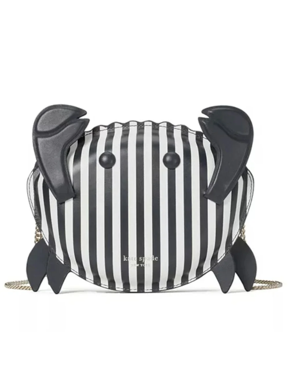 Kate Spade Crab Crossbody Purse, black and white striped, EUC
